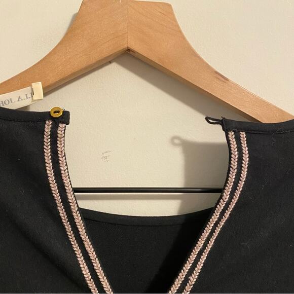 Ulla Johnson Black Red Intricate Golden Long Sleeve Mini Dress Medium - Picture 11 of 16